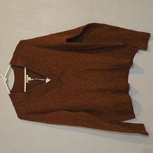 Ana V Neck Sweater Brown Clay Size Medium New With Tags